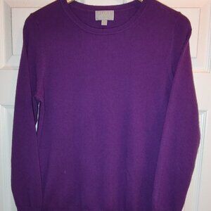 PURE COLLECTION 100% CASHMERE SWEATER L/SLV CREW NECK IRIS PURPLE US SZ 8/10